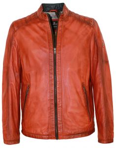 Milestone - Herren Lederjacke Lammnappa orange-rot : 50