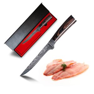 Asiatisches Filetiermesser - Messer aus gehärteter Edelstahl - Rasiermesser scharfe Klinge - Küchenmesser mit Echtholzgriff - inkl. gratis Messerbox