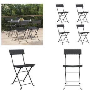 vidaXL Bistrostühle 4 Stk. Klappbar Schwarz Poly Rattan und Stahl - Klappbarer Bistrostuhl - Klappbare Bistrostühle - Gartenmöbel - Outdoor Möbel