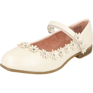 Indigo 424-089 Mädchen Ballerina Schuhe Hochzeit Konfirmation Klett Blume Pearl