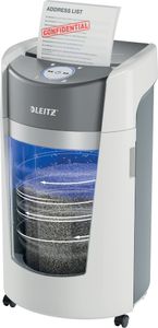 LEITZ Aktenvernichter IQ OptiMax Office P5 weiß/grau