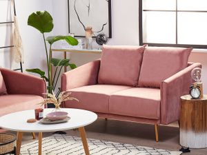 BELIANI Sofa Rosa Samtstoff 2-Sitzer 130 x 78 x 68 abnehmbare Kissenbezüge Minimalistisch Retro Wohnzimmer / Flur / Arbeitzimmer Modernes Desing