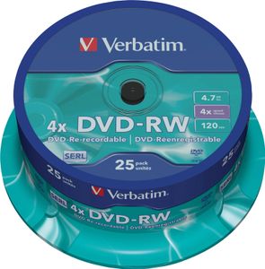 Verbatim DVD-RW Matt Silver, DVD-RW, Spindel, 25 Stück(e), 4,7 GB
