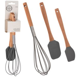 Set kuchynských pomôcok Gastro 3 ks, silikón/drevo
