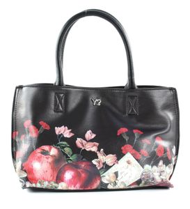 Y NOT? Handtasche Umhängetasche Botanic Handbag Double Black schwarz mehrfarbig