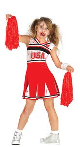 Zombie Cheerleader Kostüm für Mädchen Gr. 110-146, Größe:110/116