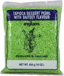 Thai Dancer Tapioka Dessert Perlen mit Pandan Geschmack 454g | kleine Perlen (grün) | Tapioca Pearl
