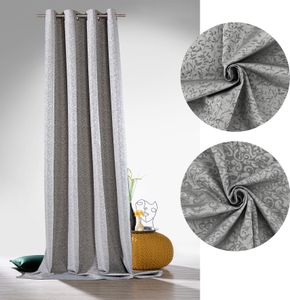 heimtexland ® Thermogardine Verdunkelungsvorhang Ösenschal Gardine Jacquard Blackout Beschichtung Deko Vorhang Blickdicht Isolierend HxB 245x135 Typ829 Anthrazit - Ornamente