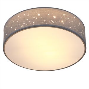Monzana Deckenlampe Sternenhimmel Stoff Rund E27 Deckenleuchte Stoffdeckenleuchte Stoffdeckenlampe Schlafzimmer Wohnzimmer, Größe/Farbe:30cm Grau