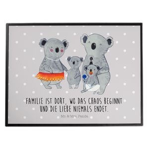 Mr. & Mrs. Panda Schreibtischunterlage Koala Familie - Grau Pastell - Geschenk, Familienleben, Kinder, Schwester, Muttertag, Mama, Schreibtisch Unterlagen, Schrein