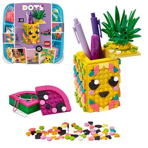 LEGO 41906 DOTS Ananas Stiftehalter, Schreibtisch-Organizer, Kinderzimmer-Deko, Bastelset, Kreativset für Mädchen und Jungen