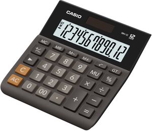 CASIO MH 12 BK Stolná kalkulačka, 12-miestny extra veľký LCD displej, výpočet marže, odmocniny, percent, opravné tlačidlo, GT pamäť, duálne napájanie