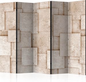 Akusticher Raumteiler Betonoptik Foto Paravent 225x172 cm beidseitig auf Vlies-Leinwand bedruckt Akustikschaum Trennwand Spanische Wand Sichtschutz Home Office Beton Steinoptik 3D f-B-0082-z-c