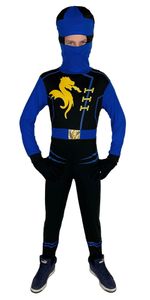 blaues Drachen Ninja Kostüm für Kinder - Größe 110-152, Größe:122/128