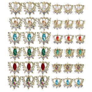 36 Stück Nagelkristall AB Strasssteine, Nagel Diamanten Glas Metall Edelsteine Juwelen Steine für 3D Nägel Kunst Dekoration