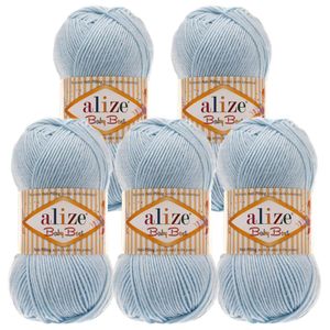 5 x 100g Strickgarn ALIZE Baby Best uni Babywolle Wolle Antipilling 44 Farben