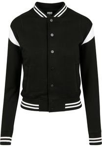 Urban Classics Damen Jacke Ladies Inset College Sweat Jacket Black/White-M