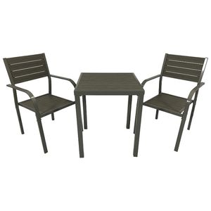 Garnitur 3 Teilig Stahl und Poly-Wood Grau