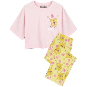 SpongeBob SquarePants - "Nap Time" Schlafanzug mit langer Hose für Damen NS6884 (L) (Pink/Gelb)