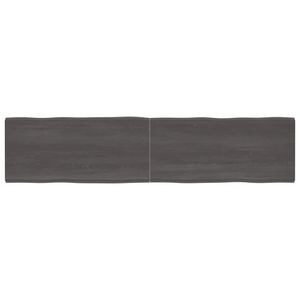 Tischplatte Dunkelgrau 220x50x6 cm Eichenholz mit Baumkante