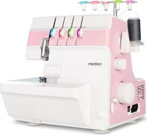 MEDION overlockový šijací stroj SO90 (elektrický, 90 W, LED svetlo, jednopriechodový strih, bohaté príslušenstvo, MD19169) ružový MEDION overlockový šijací stroj SO90 (elektrický, 90 W, LED svetlo, jednopriechodový strih, bohaté príslušenstvo, MD19169) ružový
