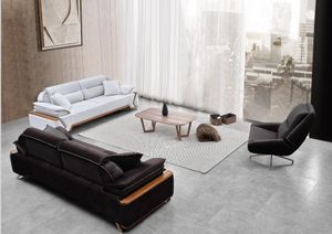 Schwarz-Weiße Sofagarnitur 2x Dreisitzer Luxus Sessel Stilvolle Couchen