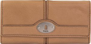 Fossile leder damen brieftasche maddox flap kamel