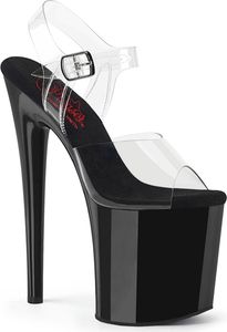 NAUGHTY-808 Damen Sandale von Pleaser, Transparent Schwarz Glanz, EU 38, US 8