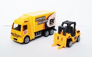 LKW + Gabelstapler mit Rüchzug Modellauto Modell Laster Truck Spielzeugauto Spielzeug 56 (LKW mit Gabelstapler)