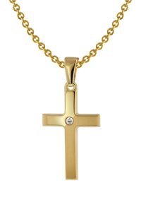 trendor 75426 Kreuz-Anhänger Gold 333 / 8 Karat mit vergoldeter Halskette, 40 cm