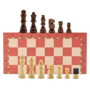 Schachspiel klassisches Schach Dame Backgammon Schachbrett Holz hochwertig Chess Board Set klappbar mit Schachfiguren groß 40x40 cm