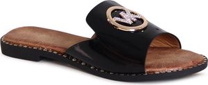 topschuhe24 3164 Damen Lack Pantoletten Glitzer Sandalen, Farbe:Schwarz, Größe:39 EU