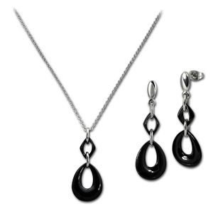Amello Sada šperků z nerezové oceli náhrdelník s keramickou kapkou, náušnice ESSX11S