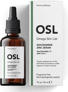 OSL Omega Skin Lab OSL Niacinamid-Zink-Serum (10% Niacinamid, 1% Zink) – 30 ml Gesichtsserum für Porenhaut, fettige Haut und Hautunreinheiten