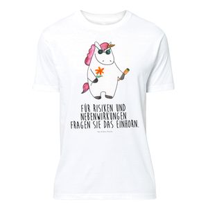 Mr. & Mrs. Panda Größe XXL T-Shirt Unisex Einhorn Woodstock - Weiß - Geschenk, Kiffen, Unicorn, Einhorn Deko, Einhörner, Alkohol, Zigarette