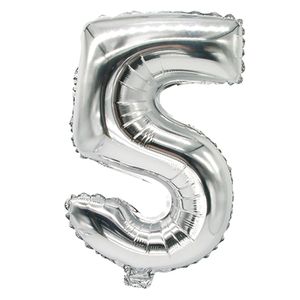 Balon foliowy 35 cm x 20 cm srebrny "5"
