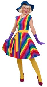 Damen Kostüm Kleid Regenbogen bunt Karneval Fasching Gr. 36