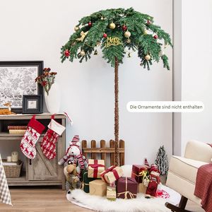 COSTWAY 180 cm künstlicher Weihnachtsbaum, LED Weihnachtspalme mit 813 Zweigspitzen, 250 warmweißen LED,  Scharnierstruktur & Ständer, Weihnachtspalme für Veranda, Zuhause