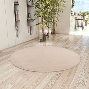 Teppium Waschbarer Kurzflor Teppich, rutschfest & weich, Modernes Einfarbig Design für Wohnzimmer, Schlafzimmer, Grösse 80 cm Rund