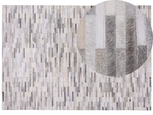 BELIANI Teppich Grau 160 x 200 cm aus Leder Kurzhaarteppich Handgefertigt Patchwork Rechteckig Modern
