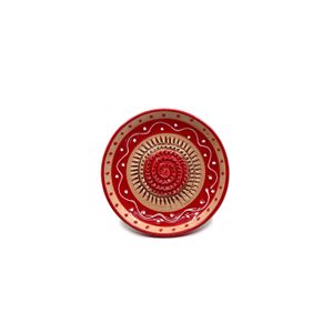 Kaladia Keramik Reibeteller handbemalt in Rot/Hellbraun - Durchmesser ca. 12cm - spülmaschinengeeignet