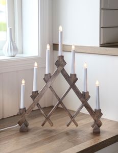 Star Trading  Großer Lichterbogen ,Rut' aus Holz, 7 x  E10 Kerzen, Netzbetrieb, braun gebeizt, H 53cm, B 43cm