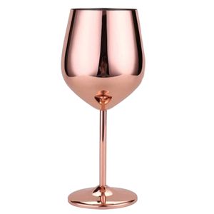 Nerezová sklenice na víno 550 ml, kreativní kovová koktejlová sklenice, nerozbitná sklenice na víno, růžové zlato