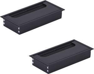 HOOZ 2x Kabeldurchführung Schreibtisch, 160mm Aluminium Kabeldurchlass mit Bürstendichtung, Kabeldurchführung Tisch für Tisch Büro Arbeitsplatten, Kabelkanal für Möbel und Schreibtisch (Rechteckig)