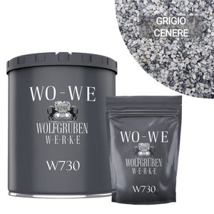 Steinteppich Set Marmorkies Bodenbeschichtung W730 Grigio Cenere Grau 1-4mm - (25Kg) 2qm