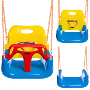 Detská hojdačka COIL, detská hojdačka, nastaviteľné sedadlo pre deti 3v1 a rastúce hojdacie sedadlo záhradná hojdačka s opierkou a bezpečnostným pásom, modrá