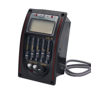 LC-5 Piezo-Tonabnehmer für Akustikgitarre, 5 Bänder, Hintergrundbeleuchtung, Vorverstärker, EQ, Equalizer, Tuner-Rot