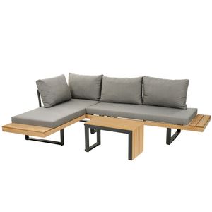 greemotion Lounge-Set Lana, 3-tlg. Aluminium Garten-Ecksofa-Set mit Tisch und Kissen