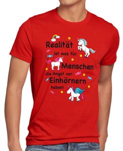 style3 Realität ist was für Menschen die Angst vor Einhörnern haben Herren T-Shirt Unicorn Einhorn, Größe:XL, Farbe:Rot