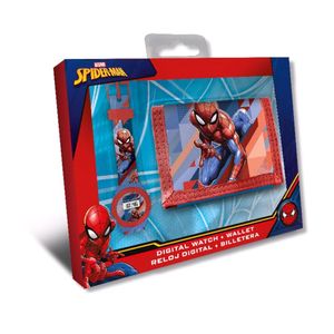 Marvel uhr und Brieftasche Spider-ManJungen 22 cm rot 2-teilig, Farbe:Rot,Blau